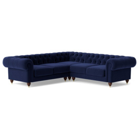 Swoon Winston Velvet 5 Seater Corner Sofa - Ink Blue - thumbnail 1
