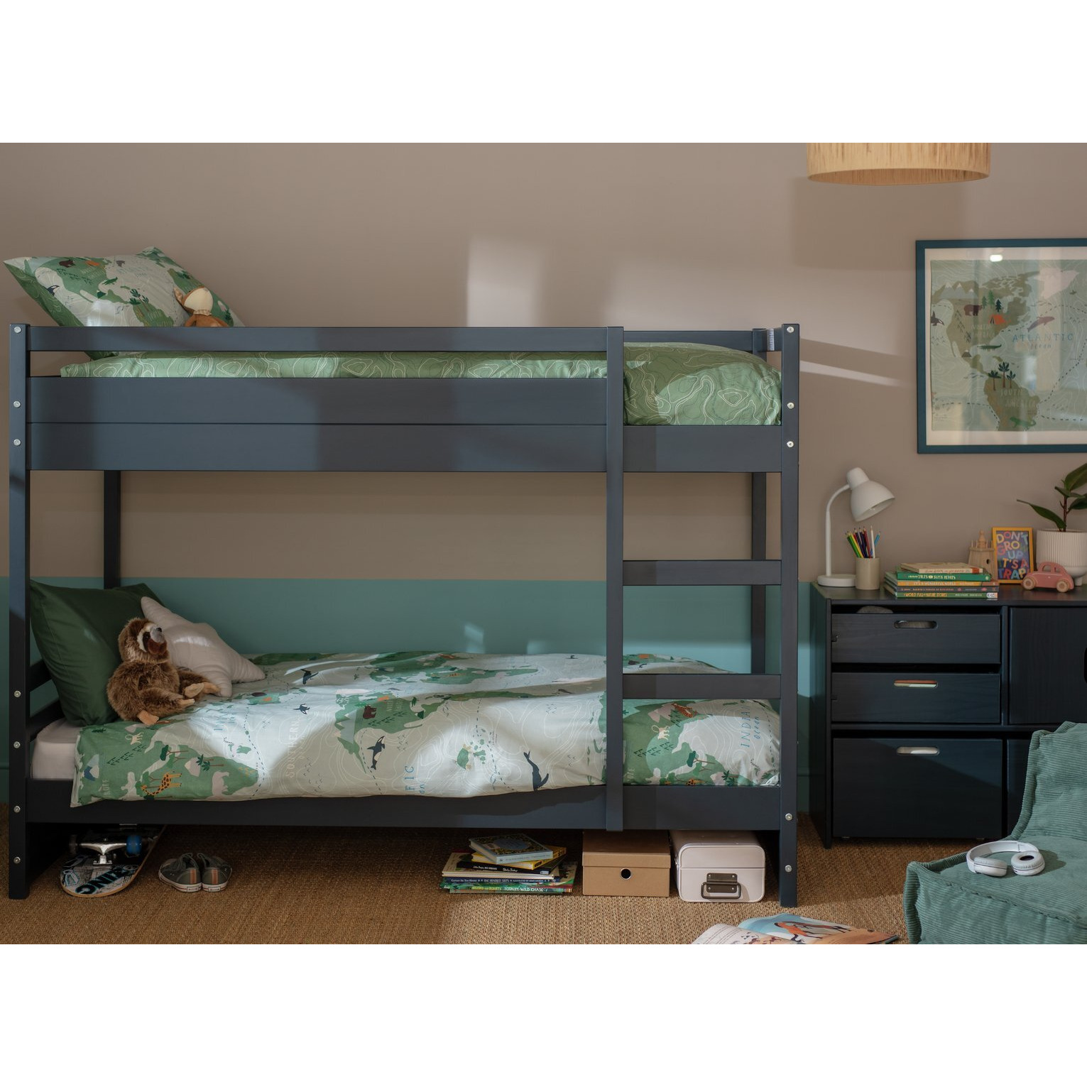 Habitat Rico Bunk Bed Frame With 2 Mattress -Blue - image 1