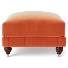 Swoon Winston Velvet Ottoman Footstool - Burnt Orange