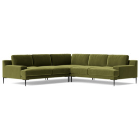 Swoon Almera Velvet 5 Seater Corner Sofa - Fern Green - thumbnail 1