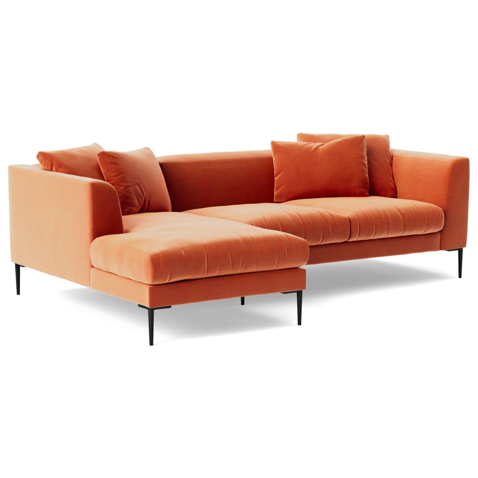 Swoon Alena Velvet Left Hand Corner Sofa - Burnt Orange - image 1