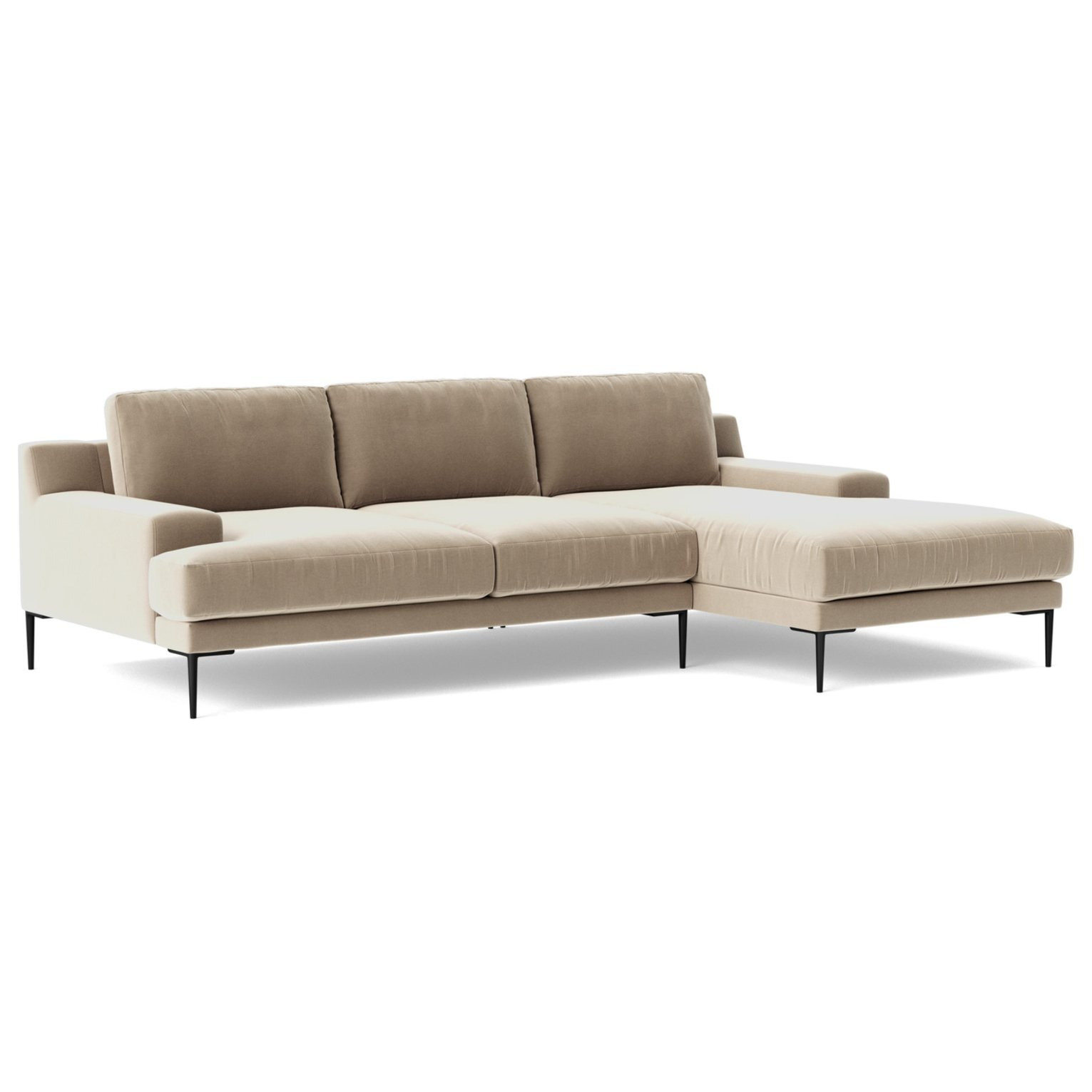 Swoon Almera Velvet Right Hand Corner Sofa - Taupe - image 1