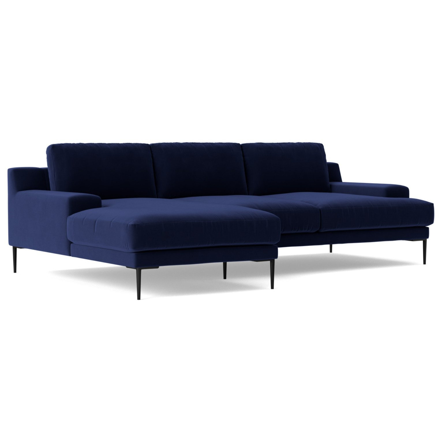 Swoon Almera Velvet Left Hand Corner Sofa - Ink Blue - image 1