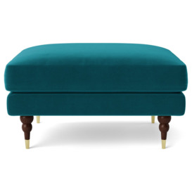 Swoon Charlbury Velvet Ottoman Footstool - Kingfisher Blue