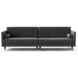 Swoon Porto Velvet 4 Seater Sofa - Granite Grey - thumbnail 1