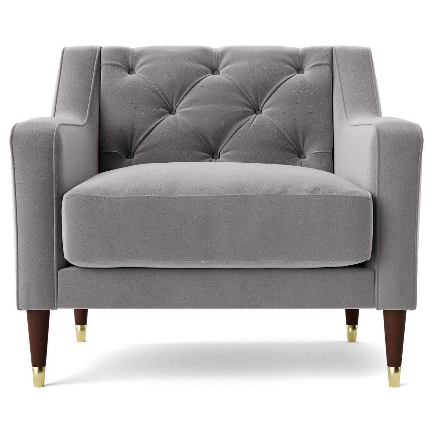 Swoon Pritchard Velvet Armchair - Silver Grey