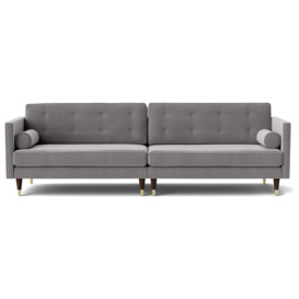 Swoon Porto Velvet 4 Seater Sofa - Silver Grey - thumbnail 1