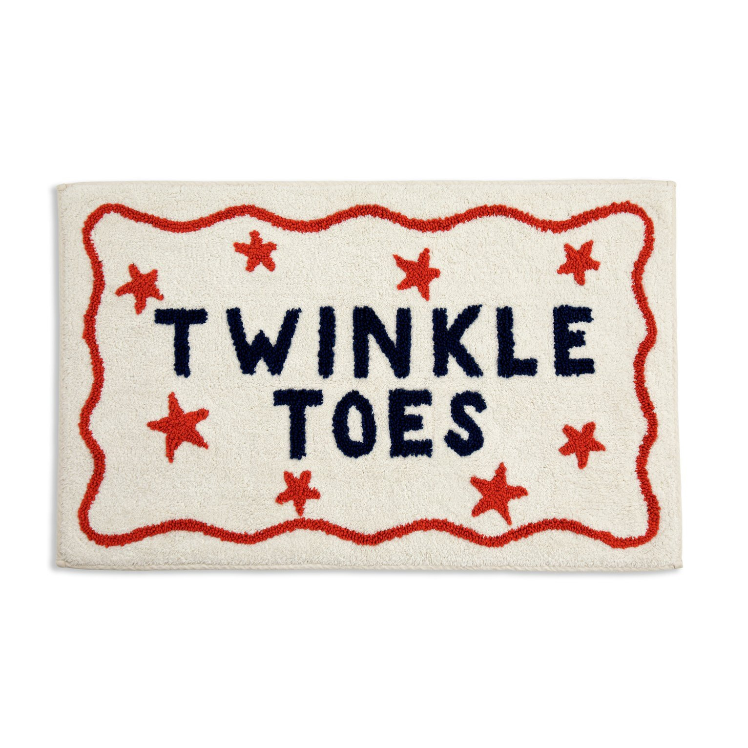 Habitat Cotton Tufted Twinkle Toes Bath Mat - White & Red - image 1