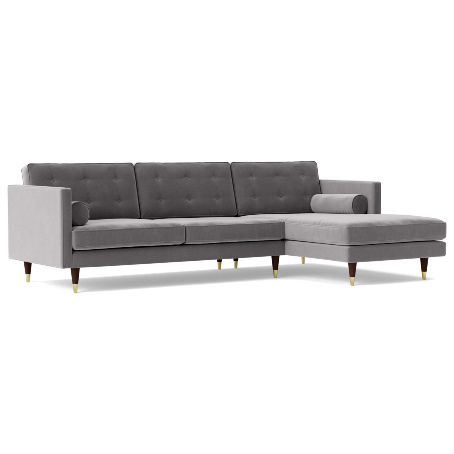 Swoon Porto Velvet Right Hand Corner Sofa - Silver Grey - image 1
