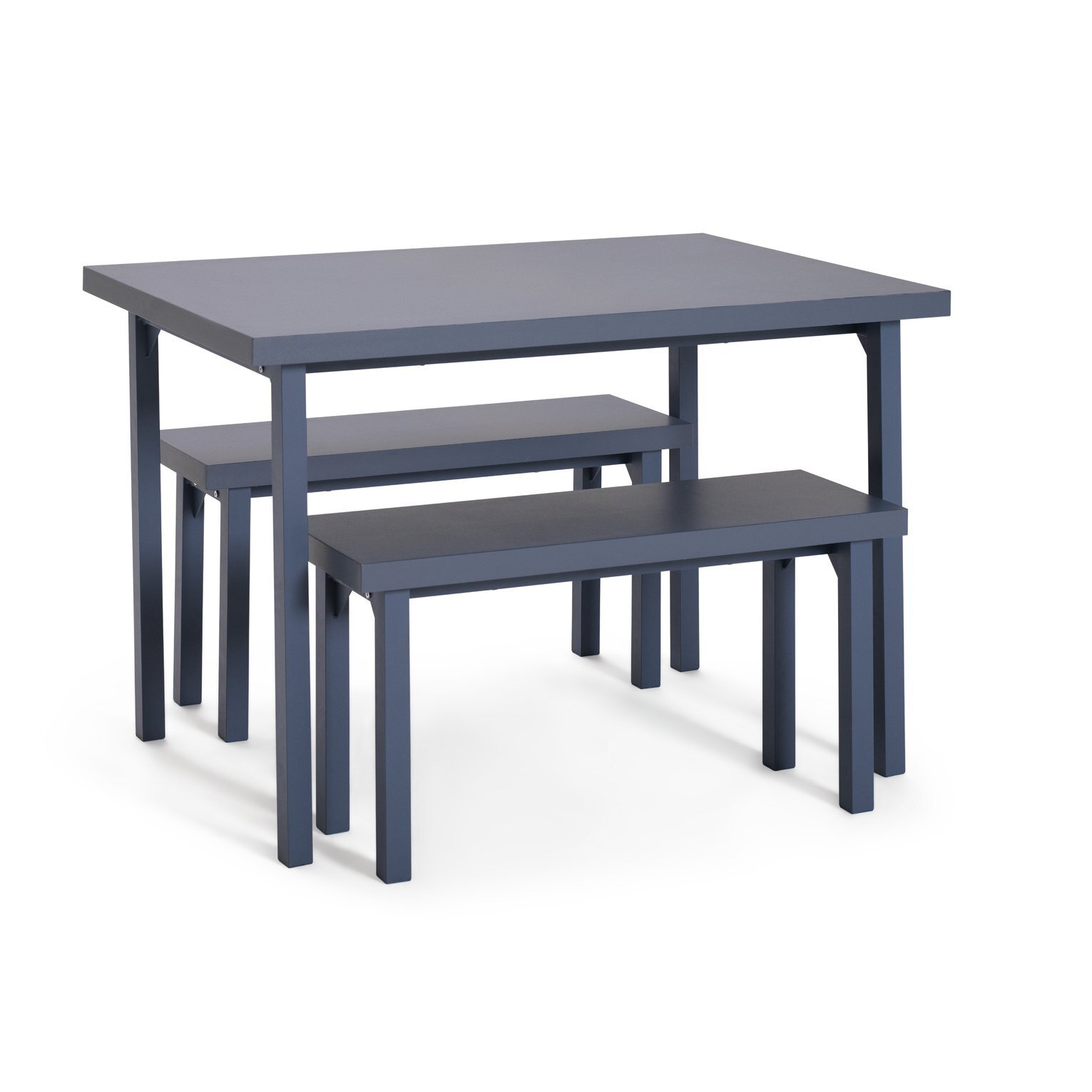 Habitat Zayn Dining Table & 2 Blue Benches - image 1