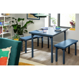 Habitat Zayn Dining Table & 2 Blue Benches - thumbnail 2
