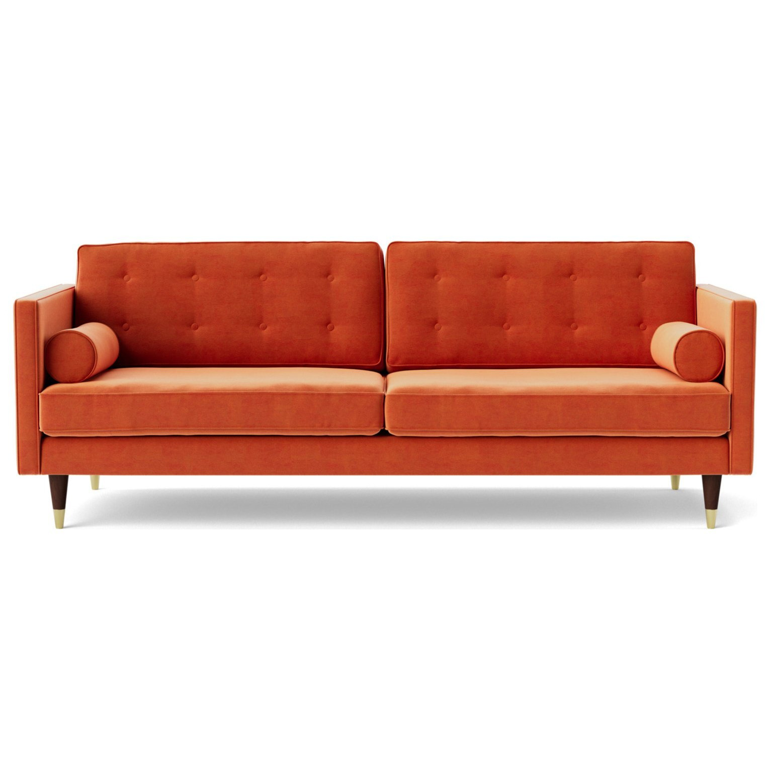 Swoon Porto Velvet 3 Seater Sofa - Burnt Orange - image 1