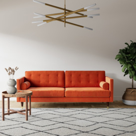 Swoon Porto Velvet 3 Seater Sofa - Burnt Orange - thumbnail 2