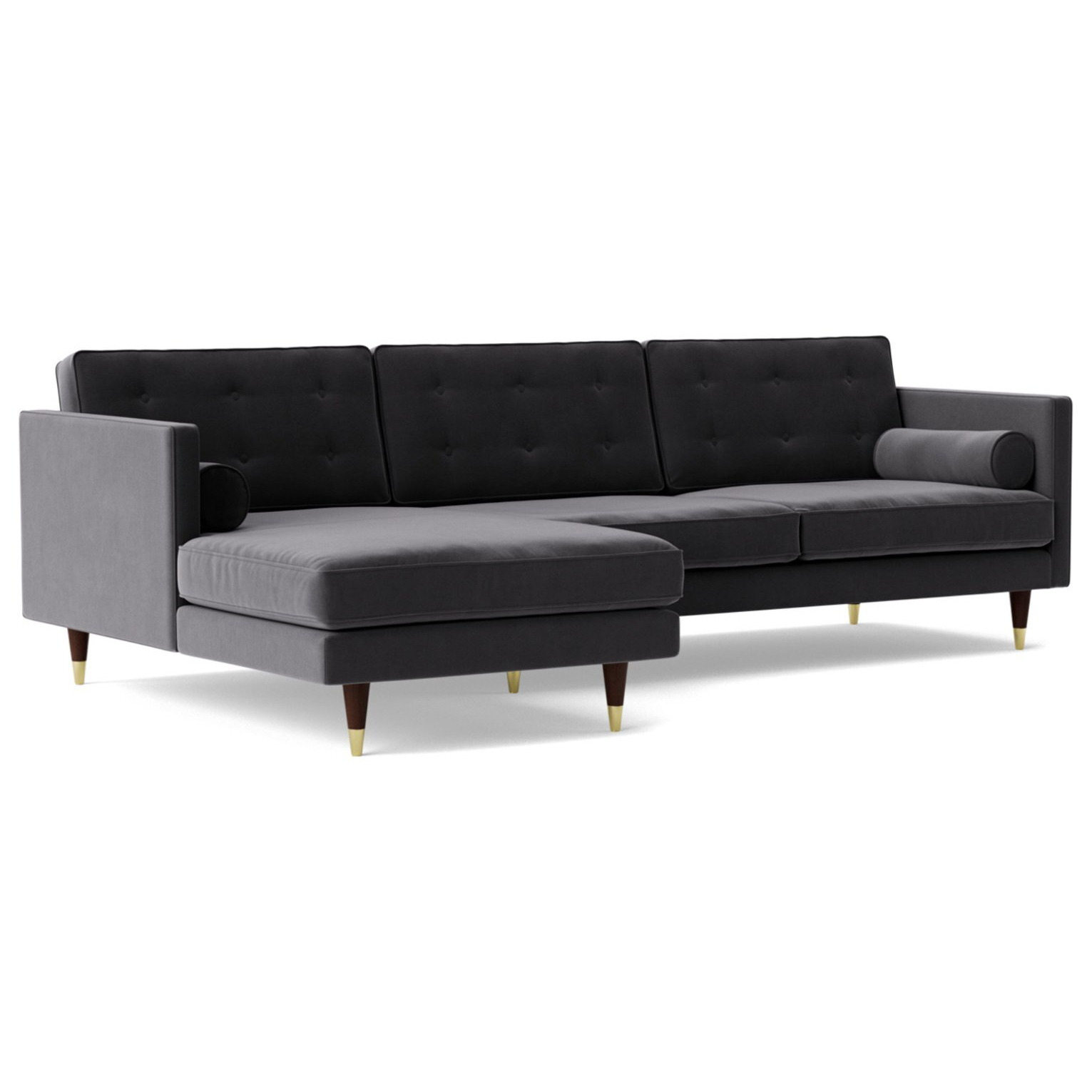 Swoon Porto Velvet Left Hand Corner Sofa - Granite Grey