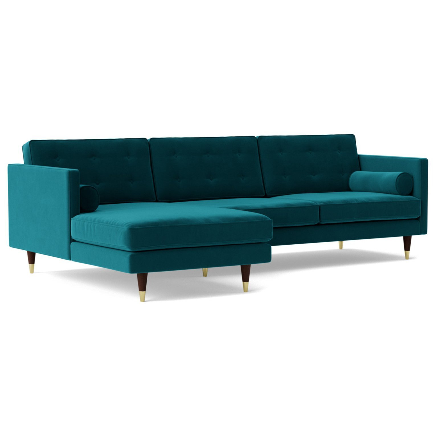 Swoon Porto Velvet Left Hand Corner Sofa - Kingfisher Blue - image 1
