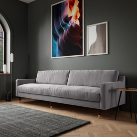 Swoon Rieti Velvet 4 Seater Sofa - Silver Grey - thumbnail 2