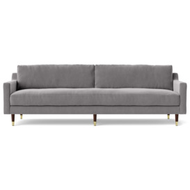 Swoon Rieti Velvet 4 Seater Sofa - Silver Grey - thumbnail 1