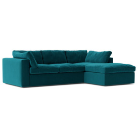 Swoon Seattle Velvet Right Hand Corner Sofa- Kingfisher Blue - thumbnail 1