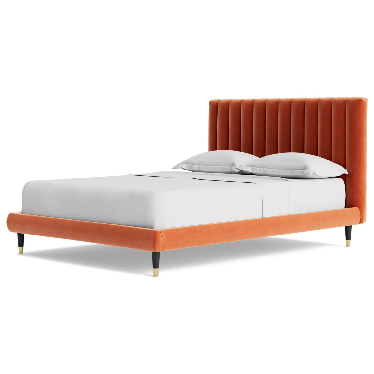 Swoon Porlock Kingsize Velvet Bed Frame - Burnt Orange - image 1