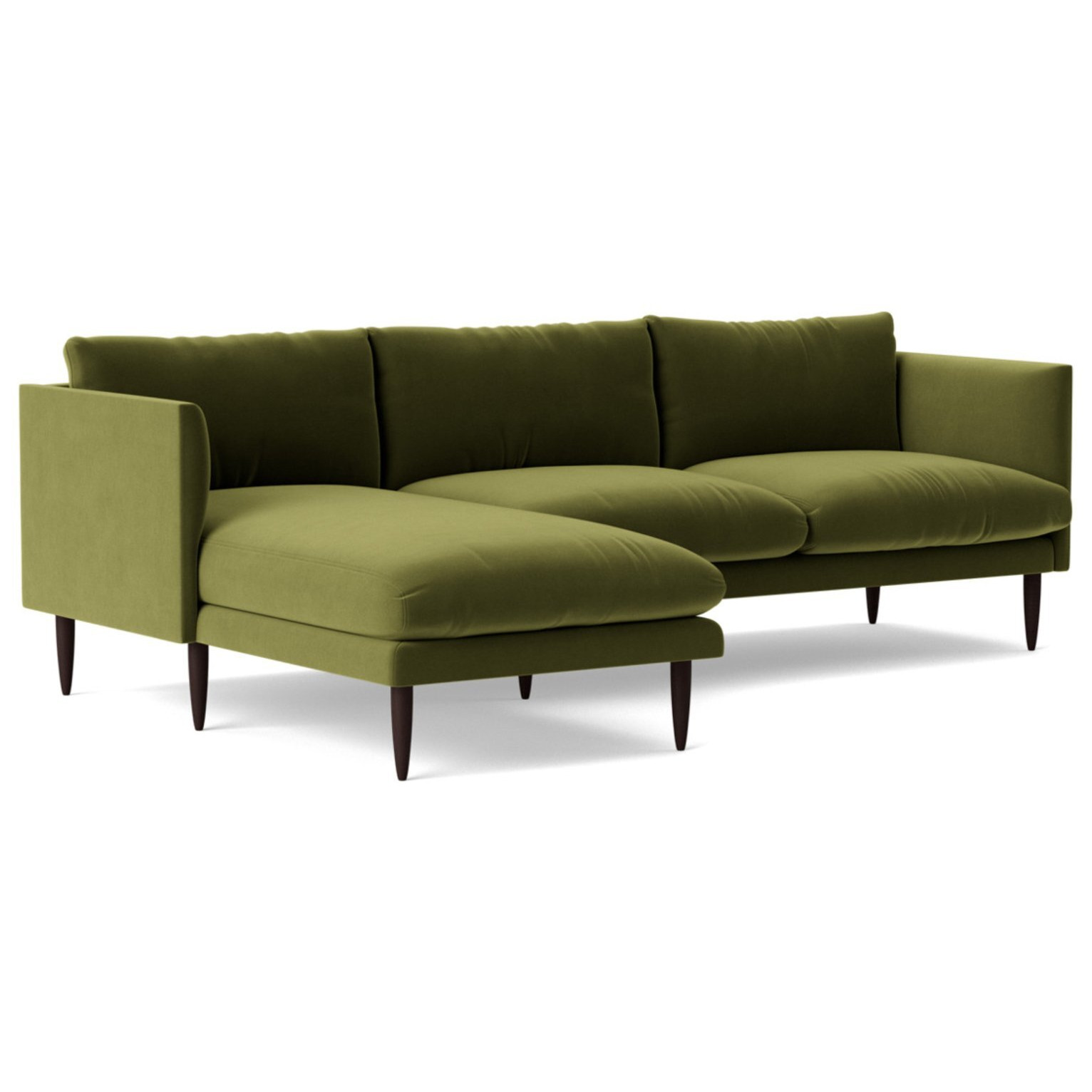 Swoon Luna Velvet Left Hand Corner Sofa - Fern Green