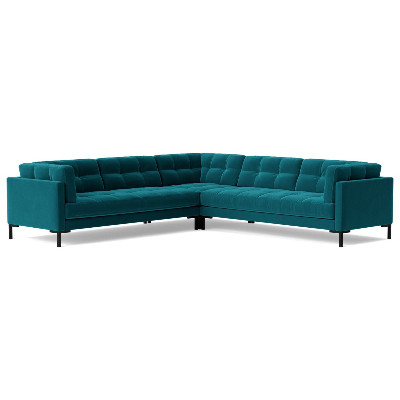 Swoon Landau Velvet 5 Seater Corner Sofa - Kingfisher Blue - image 1