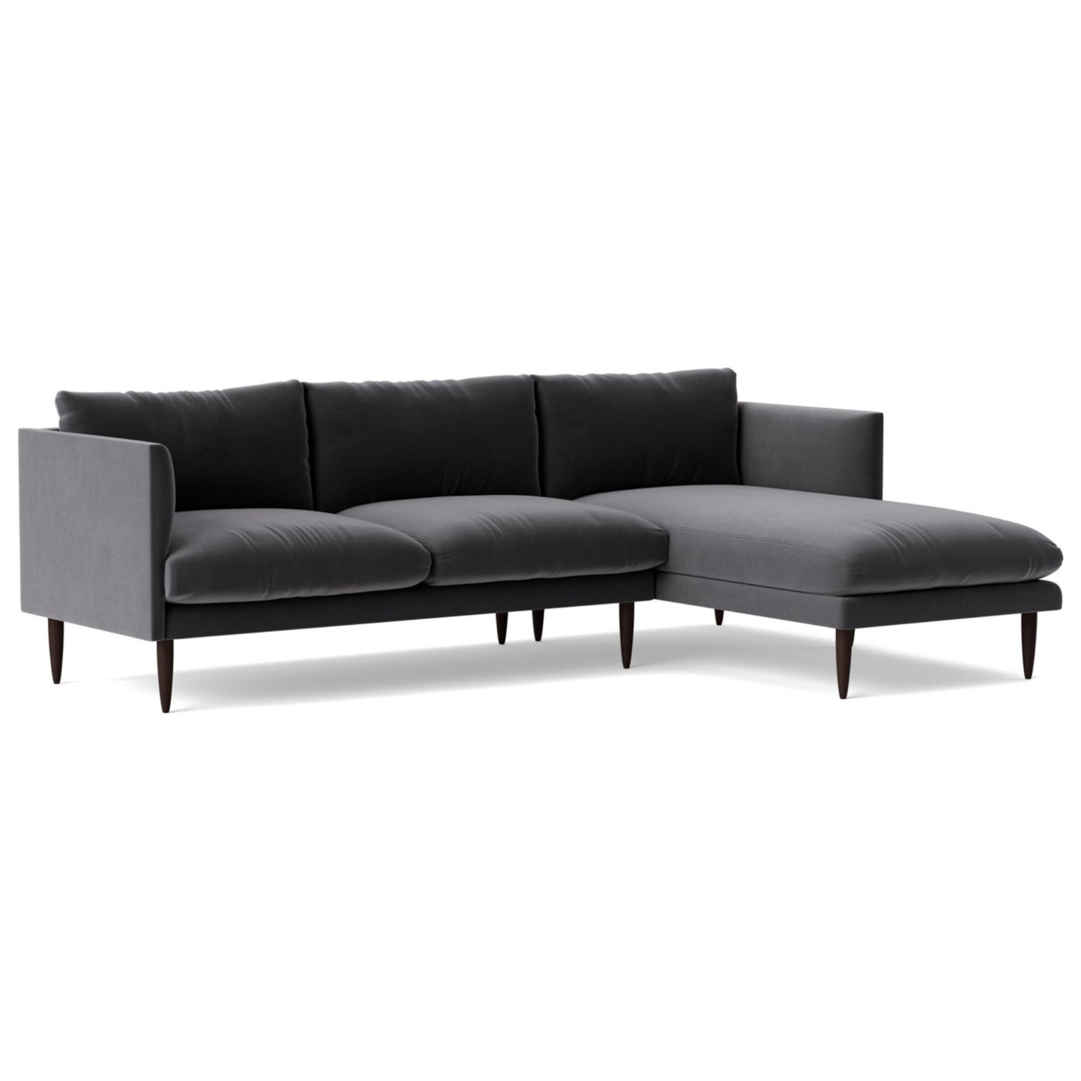 Swoon Luna Velvet Right Hand Corner Sofa - Granite Grey - image 1