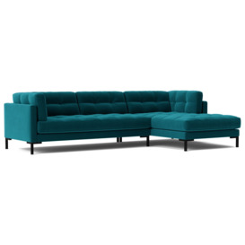 Swoon Landau Velvet Right Hand Corner Sofa- Kingfisher Blue - thumbnail 1