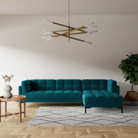 Swoon Landau Velvet Right Hand Corner Sofa- Kingfisher Blue - thumbnail 2