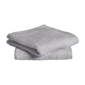 Home Essentials Plain 2 Pack Face Cloths - Grey