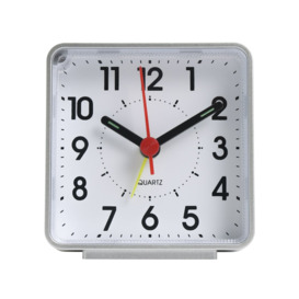 Habitat Square Analogue Alarm Clock - Silver - thumbnail 1