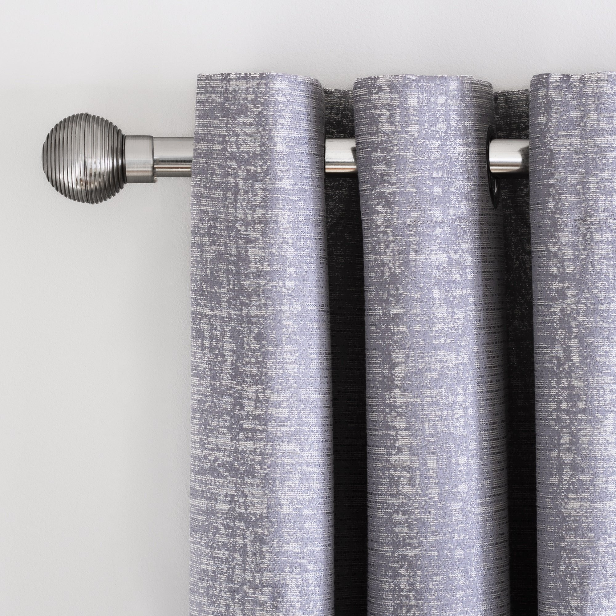 Habitat Metallic Woven Eyelet Curtain - Grey - 168x183cm