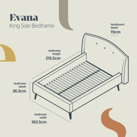 Silentnight Evana Kingsize Boucle Bed Frame - Ivory - thumbnail 2