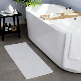 Habitat Plain Cotton Deep Pile Bath Runner- White- 40x100cm - thumbnail 2