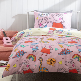 Peppa Pig Scribbles Pink Kids Bedding Set - Single