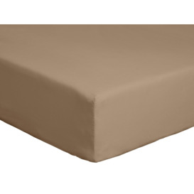 Habitat Cotton Rich 180 TC Taupe Fitted Sheet - King size - thumbnail 1