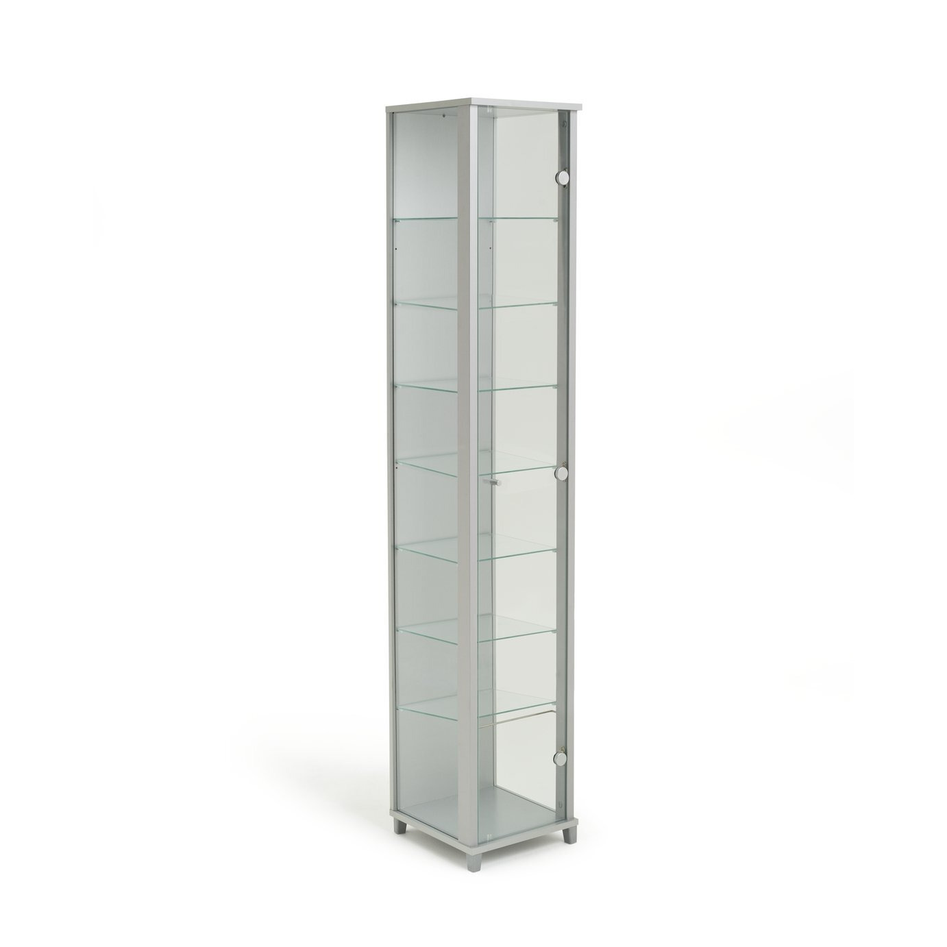 Argos Home 7 Shelf Glass Narrow Display Cabinet - Silver - image 1