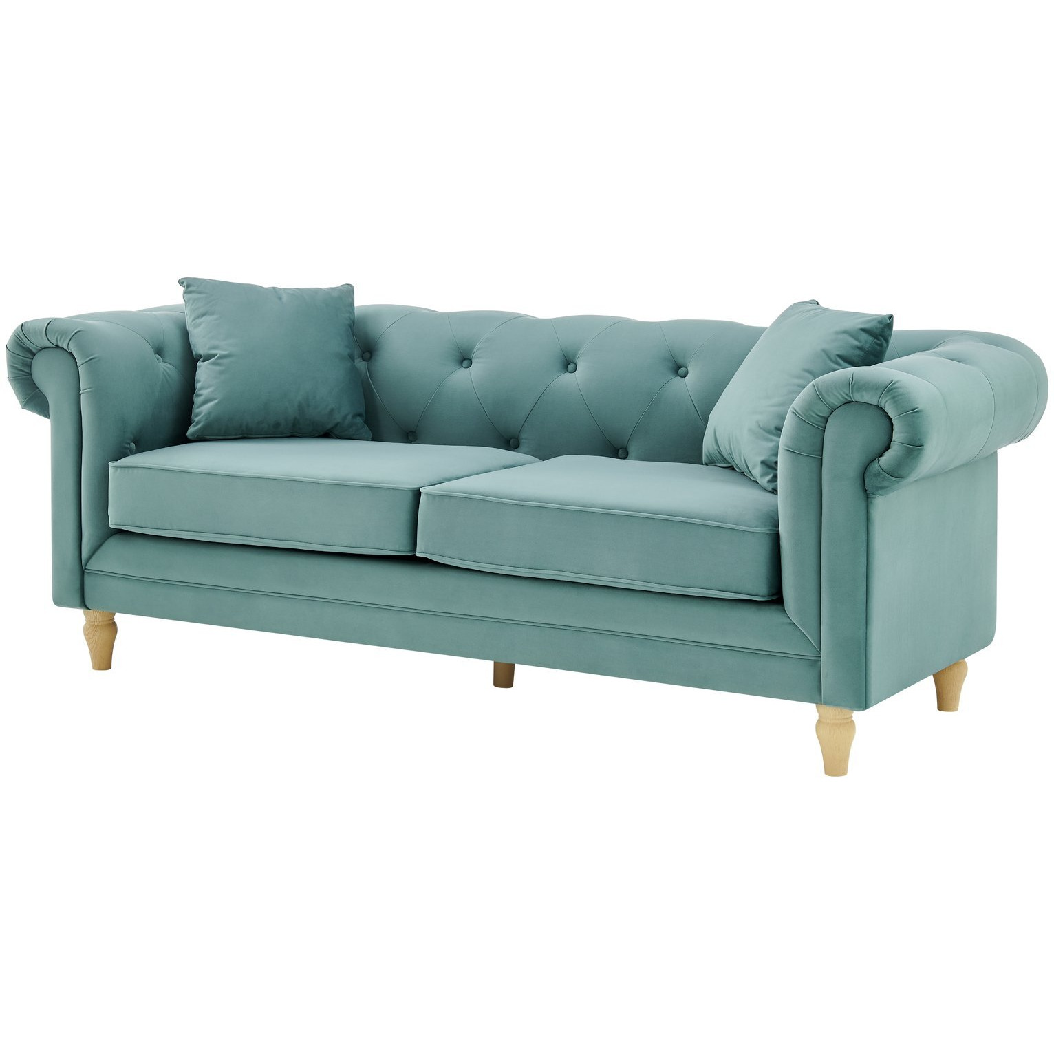 Habitat Clarendon Chesterfield Velvet 3 Seater Sofa - Teal
