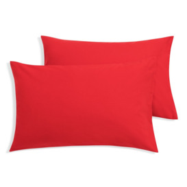 Habitat Brushed Cotton Standard Pillowcase Pair - Red - thumbnail 1