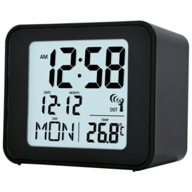 Acctim Cole Radio Controlled  LCD Display Alarm Clock -Black