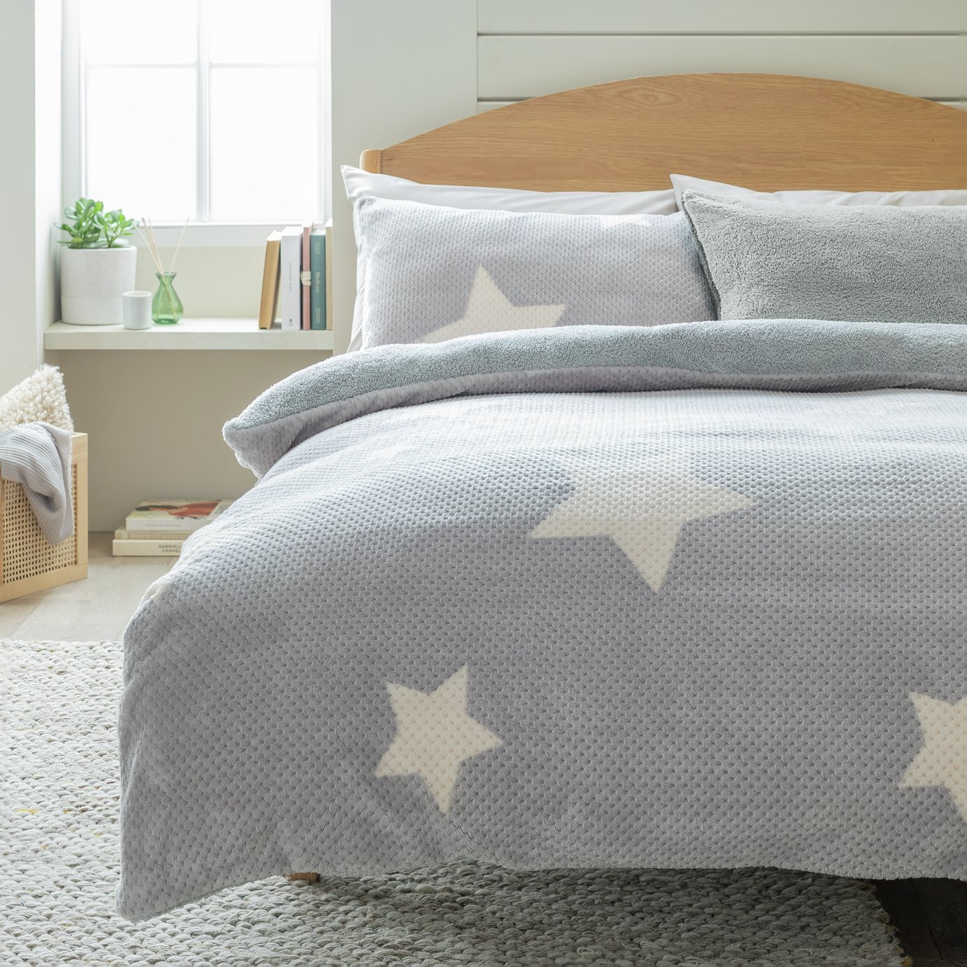 Argos Home Star Bubble Fleece Grey Bedding Set - King size - image 1