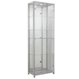 Argos Home 2 Door Glass Display Cabinet - Silver - thumbnail 1