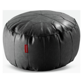 Kaikoo Moroccan Faux Leather Footstool - Black