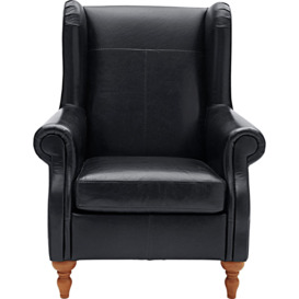 Argos Home Argyll Leather High Back Chair - Black - thumbnail 1