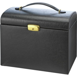 Black Faux Leather Large Three Drawer Jewellery Box