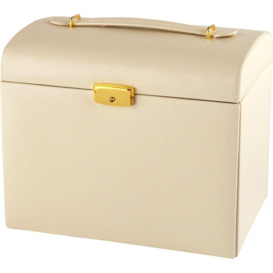 Cream Faux Leather Large Three Drawer Jewellery Box