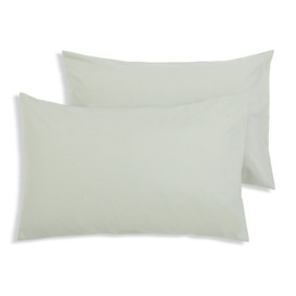 Habitat Polycotton Standard Pillowcase Pair - Sage Green - thumbnail 1