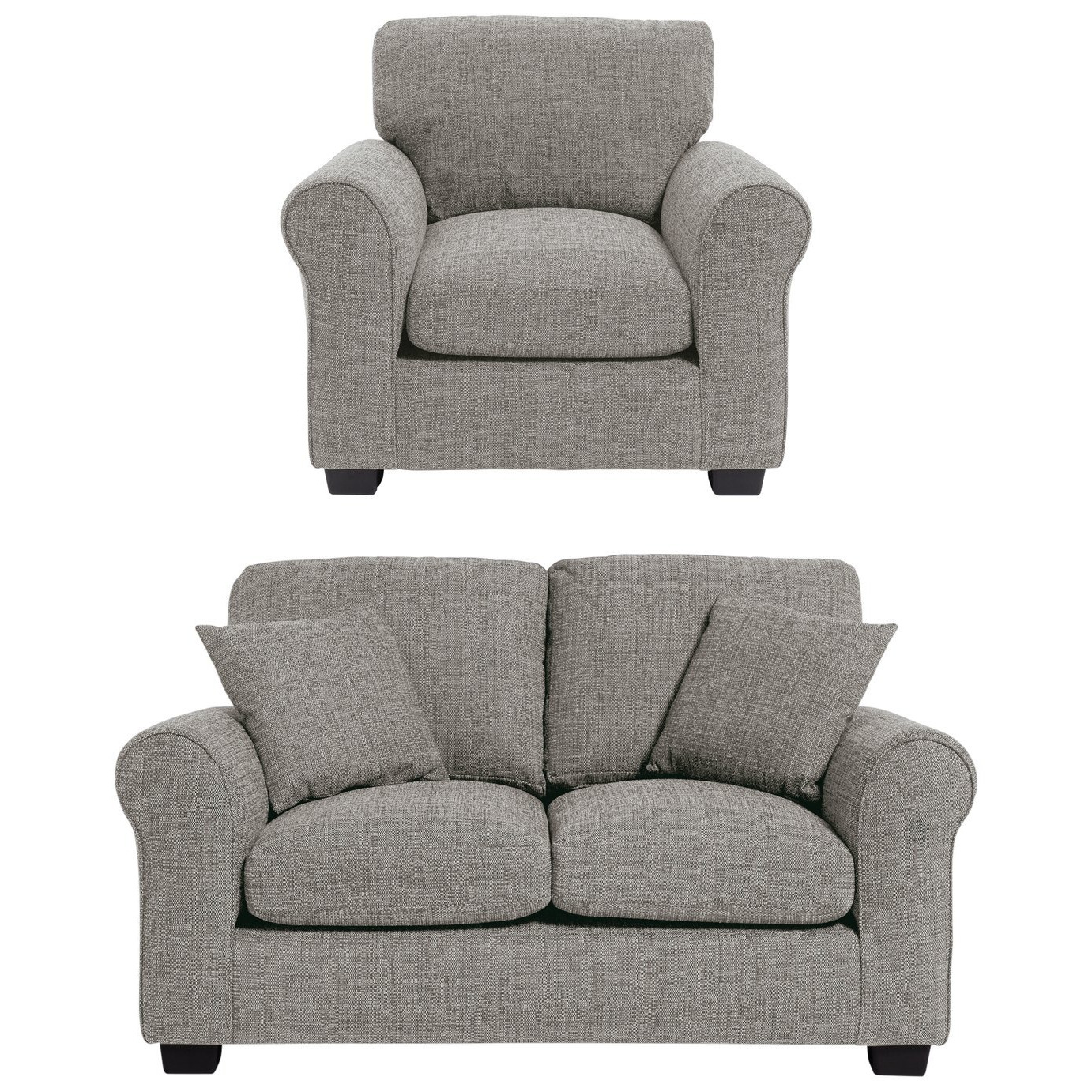 Habitat Lisbon Fabric Chair & 2 Seater Sofa - Grey - image 1