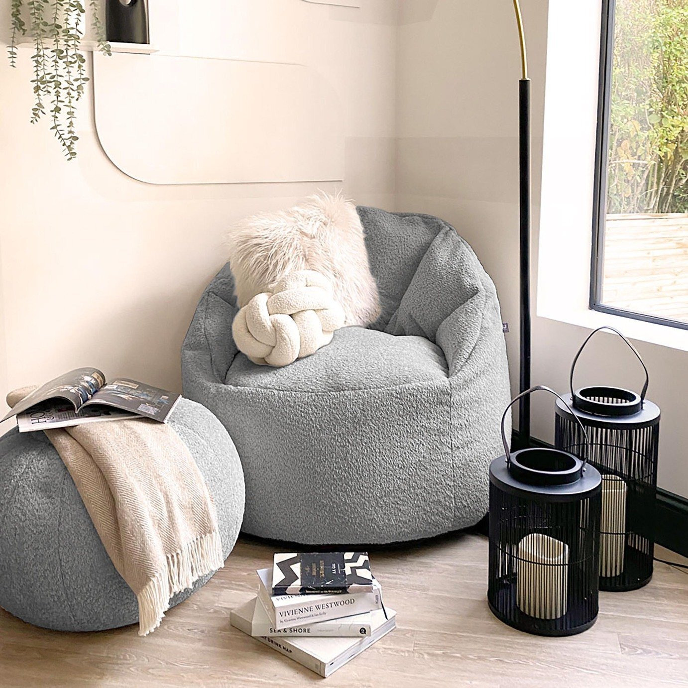 rucomfy Fabric Snug Cinema Bean Bag Chair - Grey - image 1