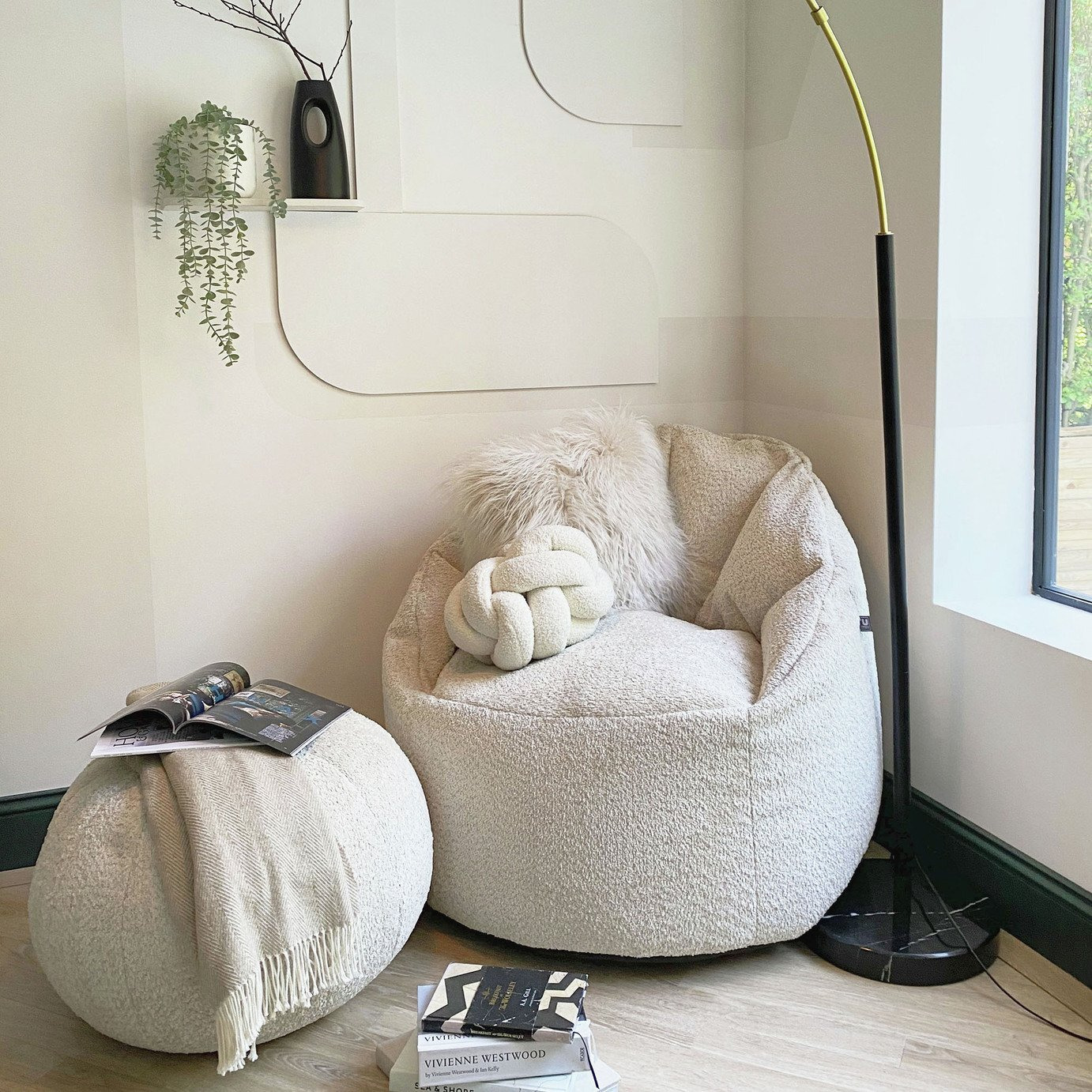 rucomfy Fabric Snug Cinema Bean Bag Chair - Oatmeal - image 1