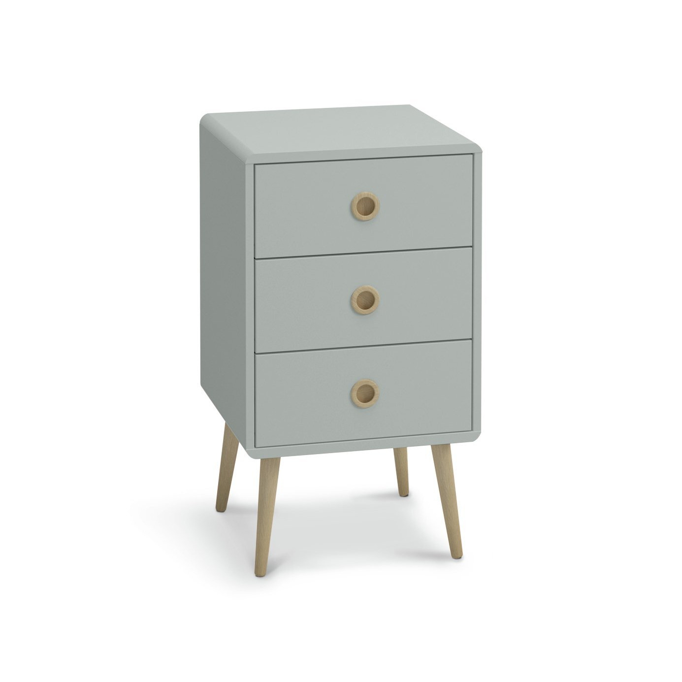 Softline 3 Drawer Bedside Table - Grey